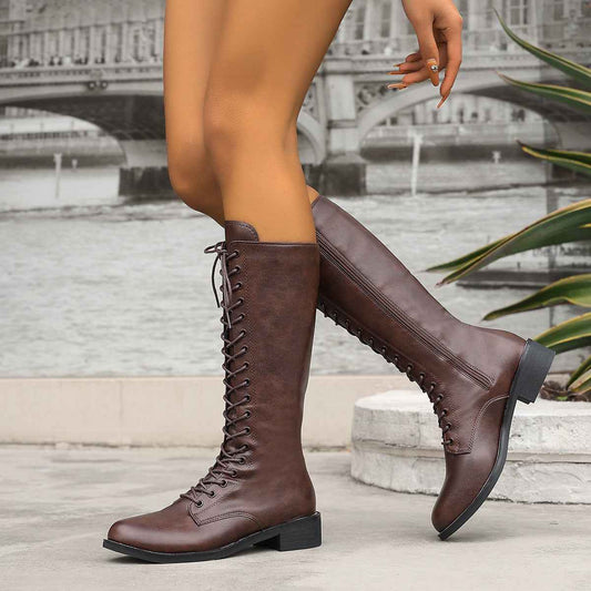 Women's British Style High-Top Boots – Side-Zip Sweet Fashion Ankle Boots