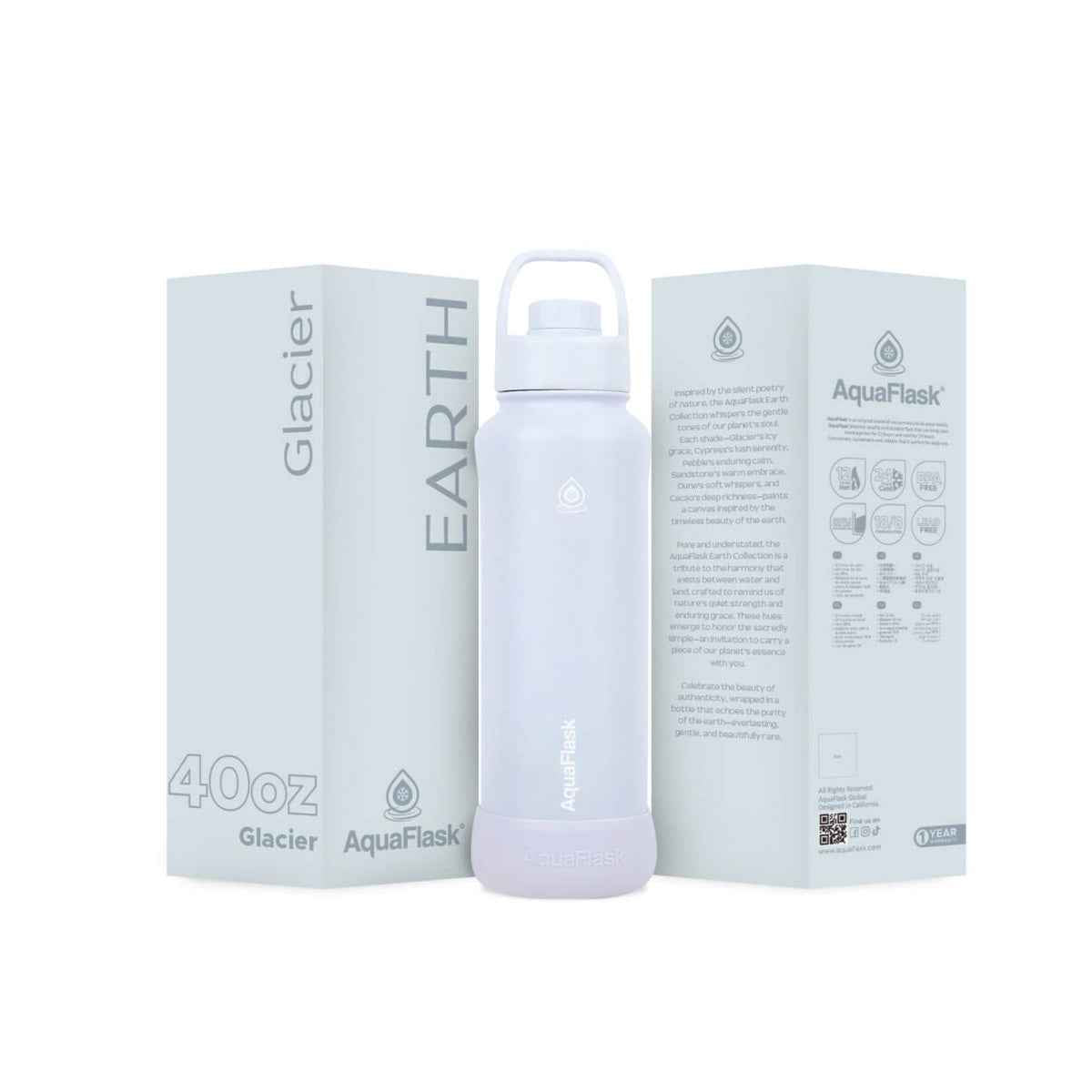 AquaFlask Earth Collection 40oz Insulated Stainless Steel Water Bottle – Hot & Cold, Leak-Proof, Reusable