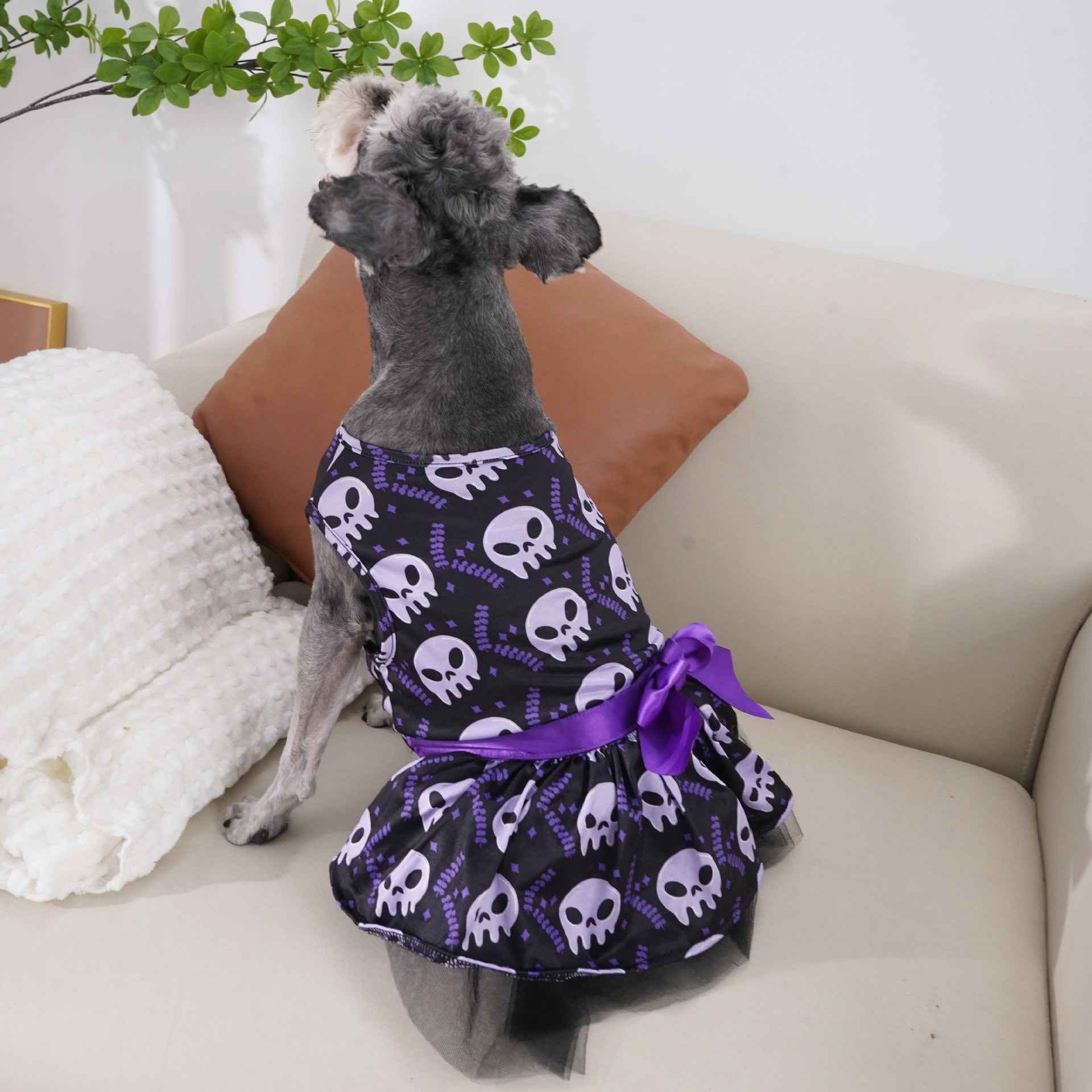 Pet Dog Halloween Costume Cape – Colorful Skull Polyester Costume for Dogs