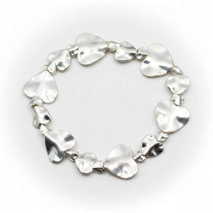 Beaten Heart Bracelet in Silver Plate