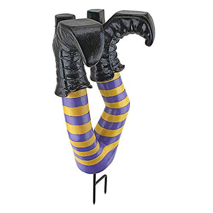 Design Toscano Crash Landing Wicked Witch Legs Halloween Garden Stake Statue, 42 cm, Polyresin,