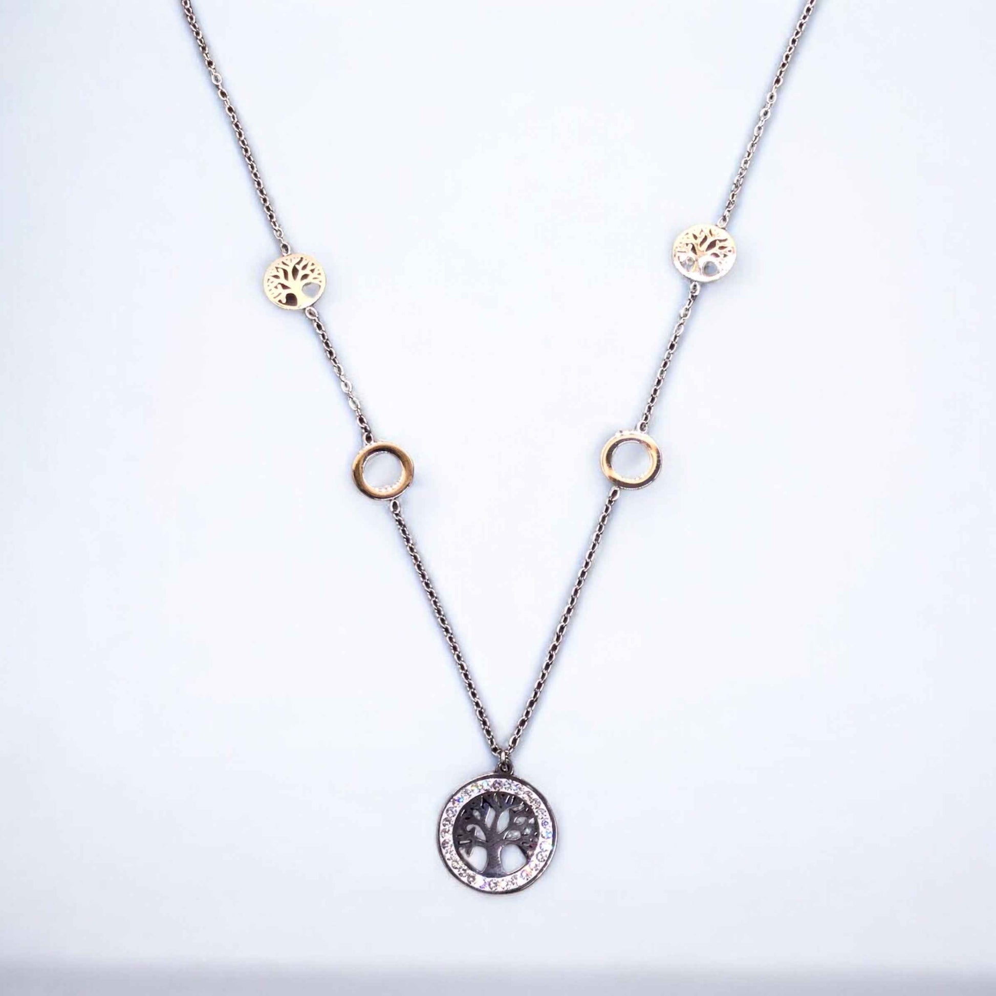 Tree of Life Stainless Steel Necklace Pendants With Long Chain