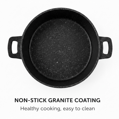 24cm Granite Non-Stick Casserole Pot with Lid – 4.5L, Induction Ready - UAKEEN - 1 Piece