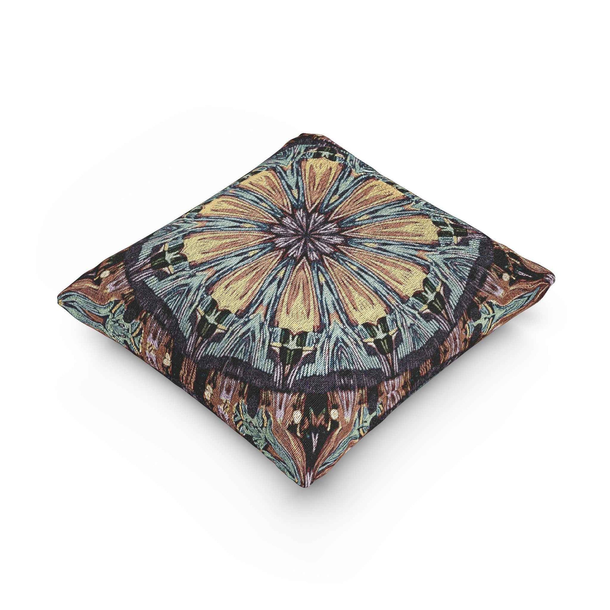 Geometric Mandala Woven Pillow | Boho Tile Decorative Cushion