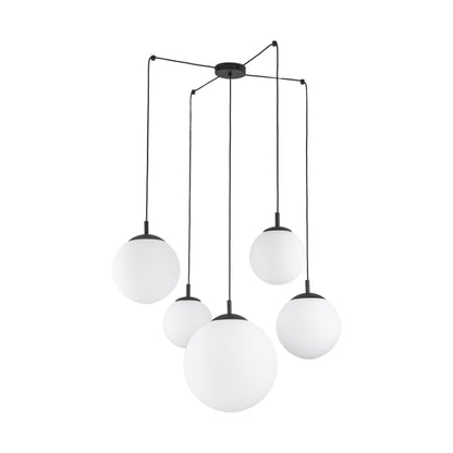 ESME White Opal Glass 5-Light Spider Pendant for Dining Table, Stairwell & Living Room