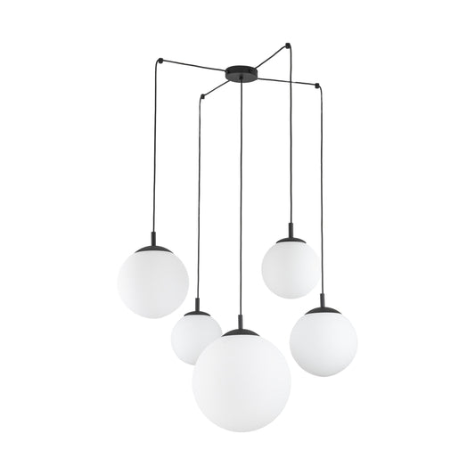 ESME White Opal Glass 5-Light Spider Pendant for Dining Table, Stairwell & Living Room