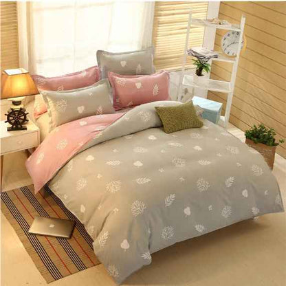 4-Piece Bedding Set – Modern Floral Polyester Sheet & Duvet Cover Set with Pillowcases