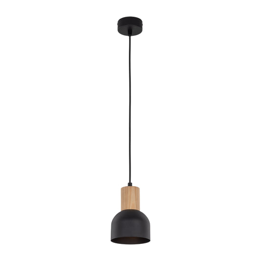 CAIRO Black & Wood Mini Dome Pendant Light for Kitchen Island & Counter
