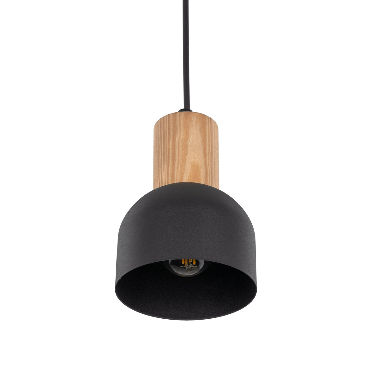 CAIRO Black & Wood Mini Dome Pendant Light for Kitchen Island & Counter
