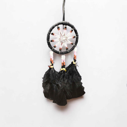 Handmade Black Dreamcatcher with Black Feathers
