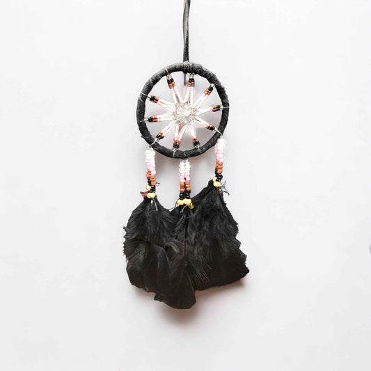 Handmade Black Dreamcatcher with Black Feathers