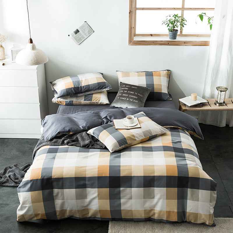 100% Cotton Geometric Bedding Set – Quilted Reactive Print Sheet & Duvet Cover Set