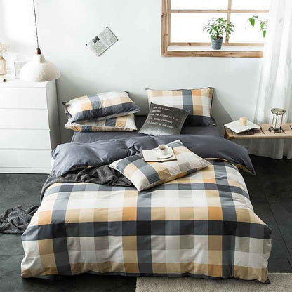 100% Cotton Geometric Bedding Set – Quilted Reactive Print Sheet & Duvet Cover Set