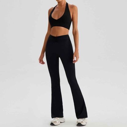 Yoga Sports Halter Bra & Tennis Skirt Two-Piece Set – Outdoor Running Fitness Outfit
