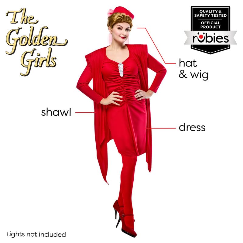 Rubies Women's Golden Girls Blanche Costume Set with Wig, Large, TV Show Look Perfect for Halloween, Parties, and More