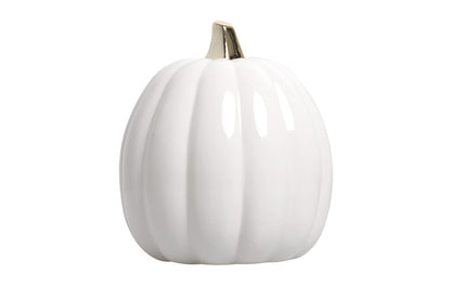 Pearhead White Ceramic Pumpkin, Home Fall Décor, Modern Holiday Home Decor, Trendy Halloween Decorations, White, Small