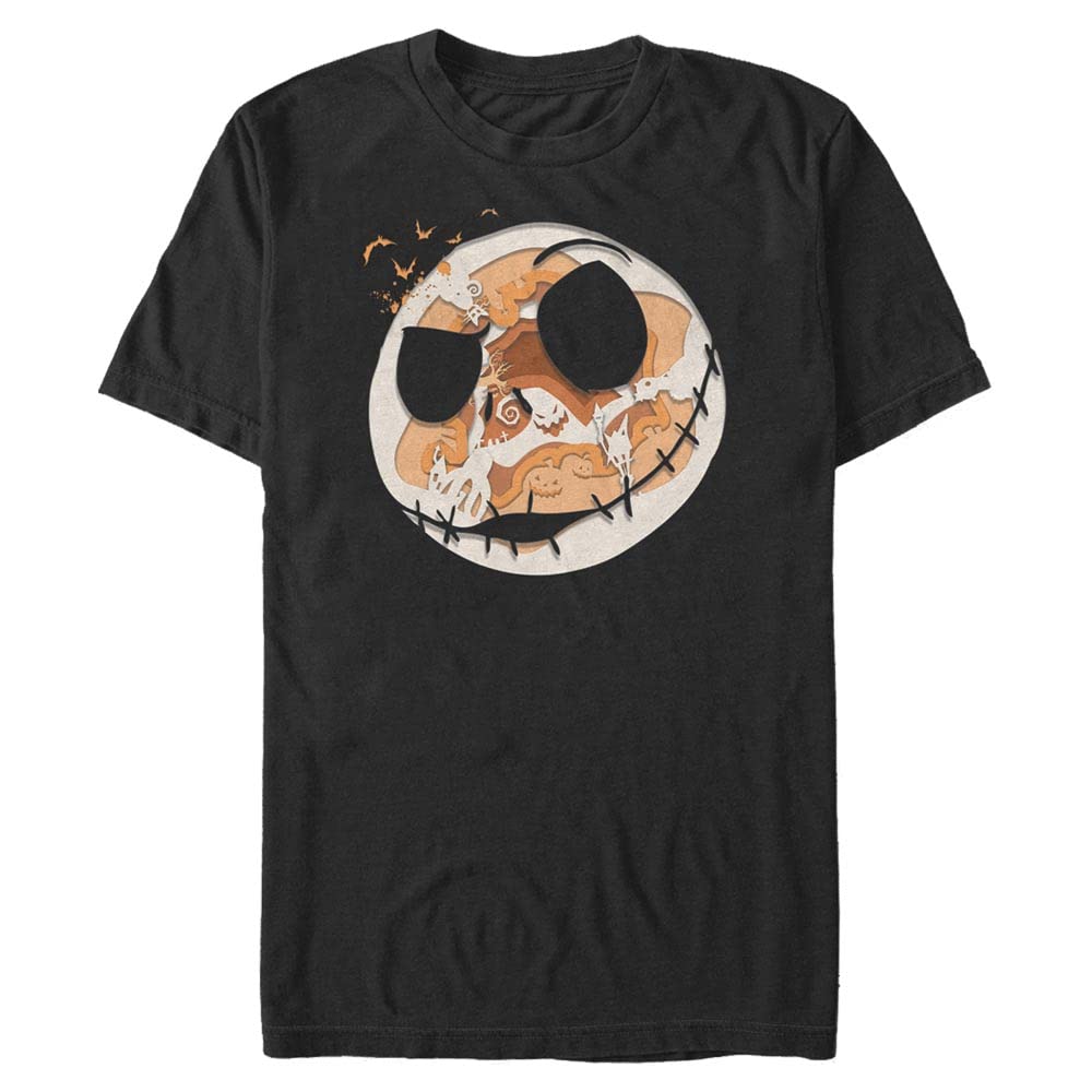 Disney Big & Tall The Nightmare Before Christmas Paper Halloween Men's Tops Short Sleeve Tee Shirt, Black, X-Large Big Tall
