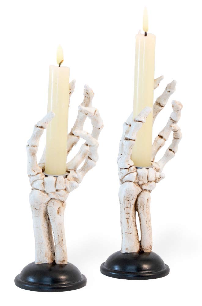 Boston International Halloween Taper Candle Holders, Set of 2-3 x 8-Inches, Skeleton Hands