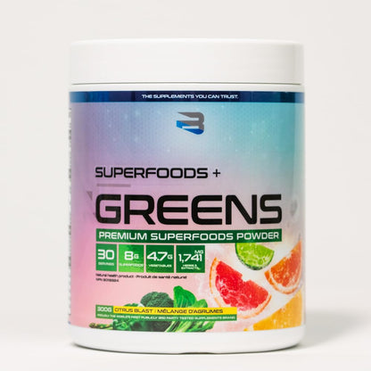 Believe Supplements Superfoods+Greens - Superfood Blend | Boost Energy, Immunity, and Digestion | Rich in Antioxidants & Essential Nutrients! (30 Servings, Citrus Blast) 🍁 All In One Marketplace Canada