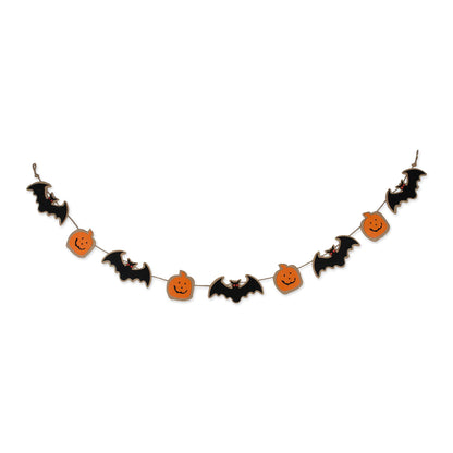 DII Fall Home & Party Décor Spooky Halloween Decorations Indoor & Front Porch, Garland, 72-Inch Length, Bat & Pumpkin