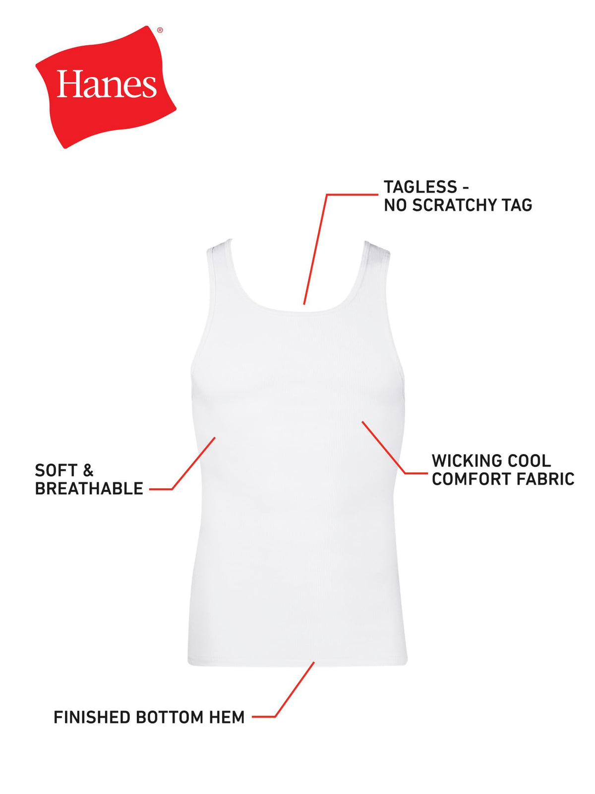 Hanes Men’s Ribbed Tank, Cotton Undershirt Tank, 6-Pack, Assorted, Size X-Large 🍁 All In One Marketplace Canada