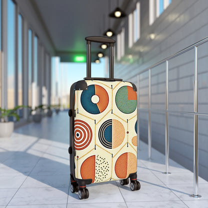Geometrischer Mid-Century-Koffer – Retro-Handgepäck in bunten Farben