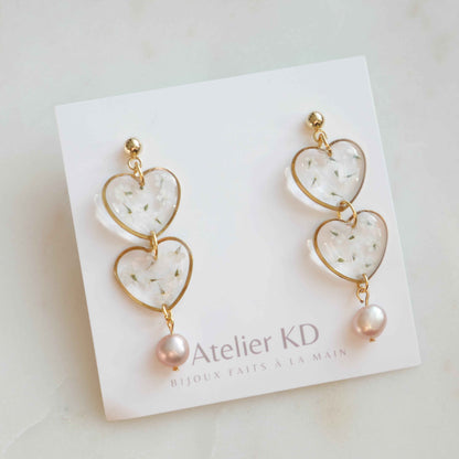 Boucles d'oreilles Perla duo - coeur
