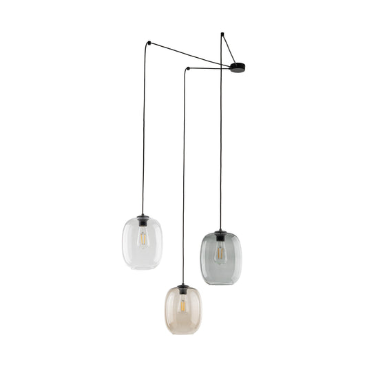 ELIO 3-Light Offset Glass Pendant for Kitchen Island, Dining & Stairwell