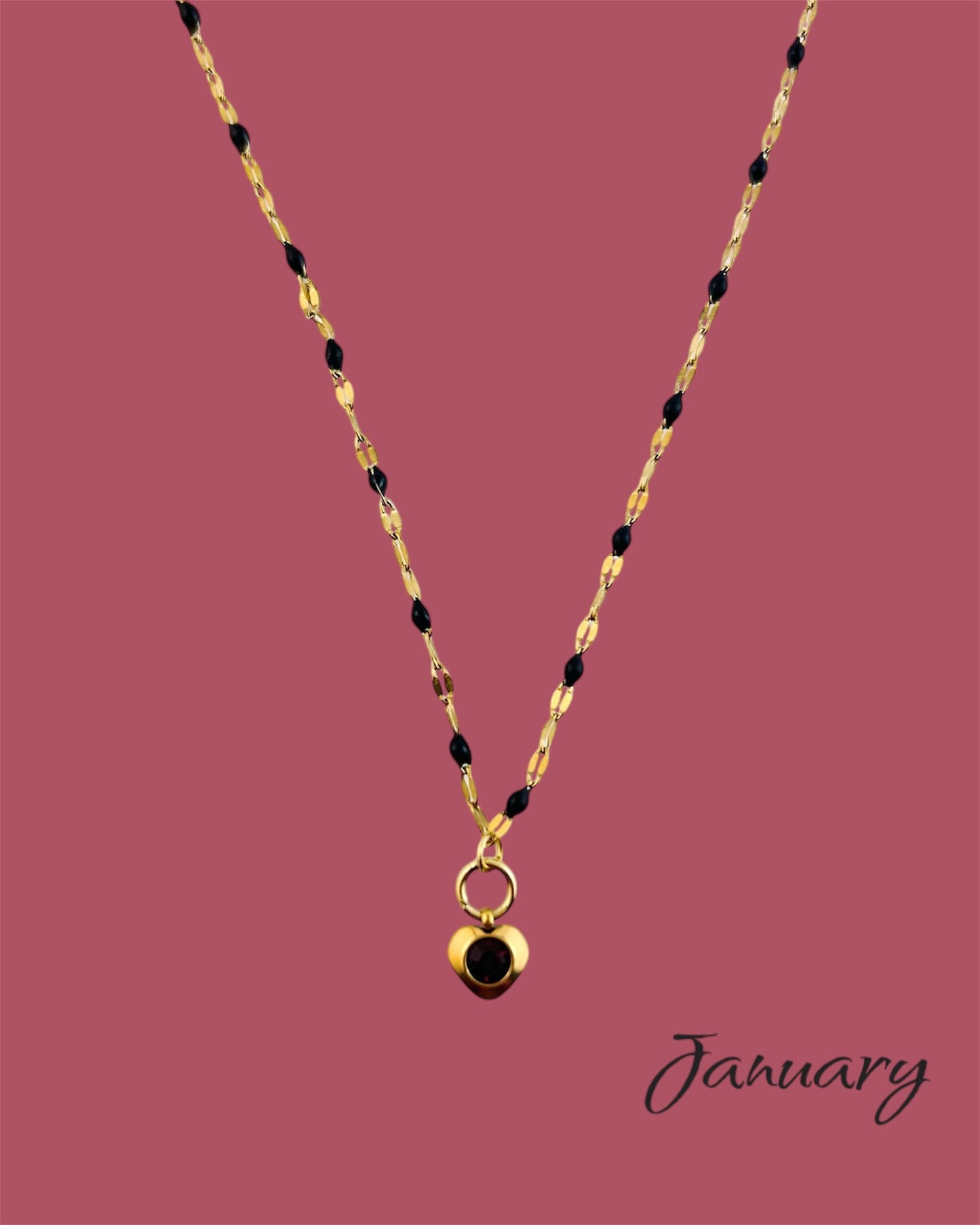 Heart Stone Necklaces in gold - various birthstone colours