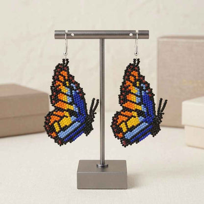 Blue  Beaded Butterfly Wing Earrings