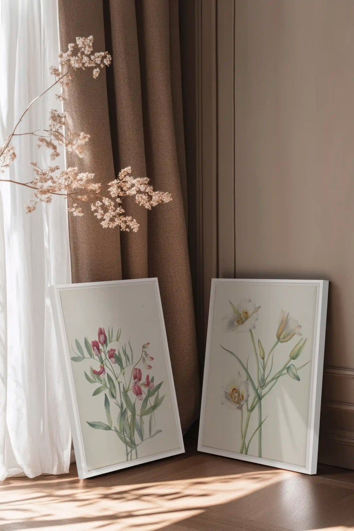 NATURE'S POEM DUO, 2 Oeuvres sur toile étirée, encadré Blanc (Collective)