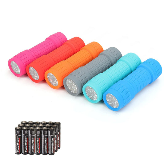EverBrite 6-Pack Mini 9-LED Flashlight with Lanyard, Impact Handheld Torch Assorted Colors with 3AAA Battery Included (Hurricane Supplies, Camping), Gift to Halloween, Christmas 🍁 All In One Marketplace Canada