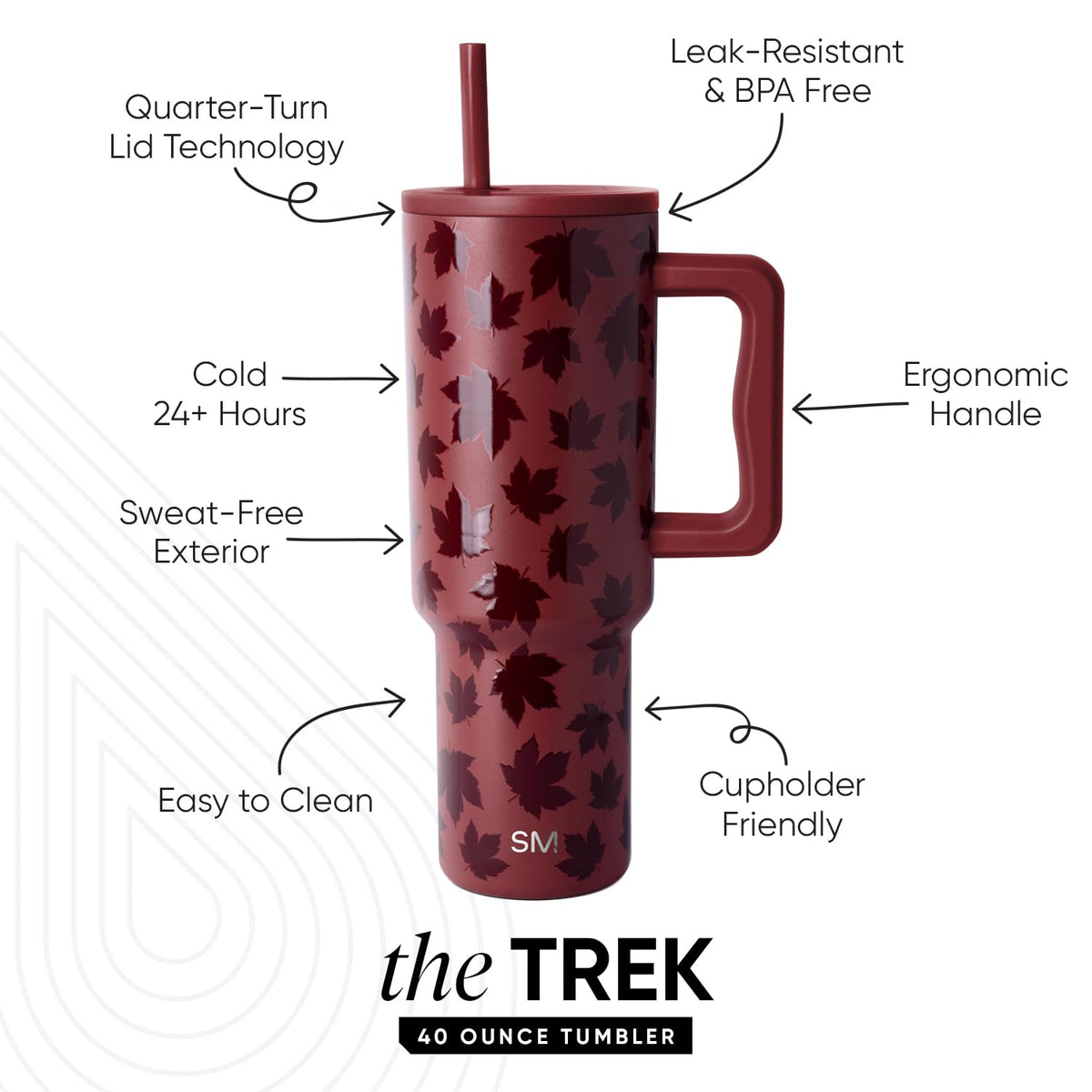 Simple Modern Halloween Tumbler with Handle | 40oz | Leaves