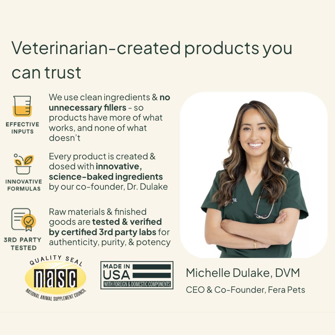 Fera Pets Probiotics for Dogs & Cats with Prebiotics - USDA Organic - Gut Health Powder Supplement with 12 Strains and 5 Billion CFUs - Supports Immunity, Energy and Skin & Coat - 60 Scoops 🍁 All In One Marketplace Canada