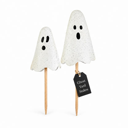 Mud Pie Halloween Metal Ghost Yard Signs, 24", 20"