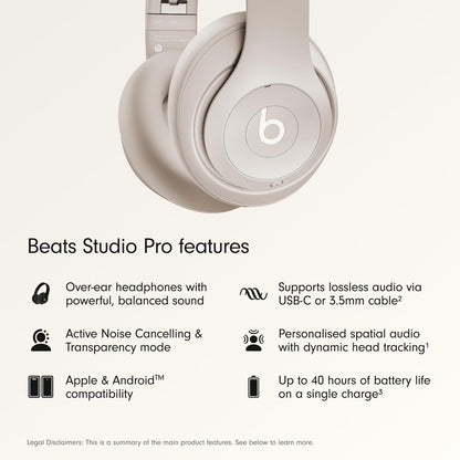 Beats Studio Pro - Wireless Bluetooth Noise Cancelling Headphones - Personalized Spatial Audio, USB-C Lossless Audio, Apple & Android Compatibility, Up to 40 Hours Battery Life - Sandstone 🍁 All In One Marketplace Canada