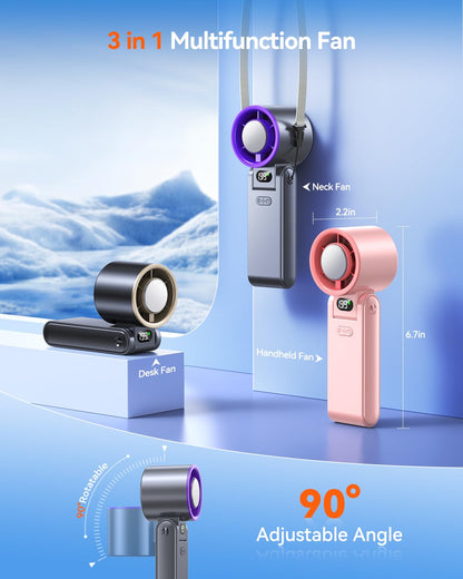 Portable Handheld Turbo Fan with Ice Cooler, 199 Speed Personal Fan,5500mAh Rechargeable,20H Cooling Time,20000 RPM Powerful Silent Motor, Summer Essential for Travel/Outdoor/Office, Grey Purple 🍁 All In One Marketplace Canada