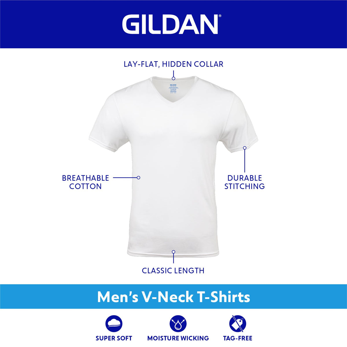 Gildan Men's V-Neck T-Shirts, Multipack, Black (6-Pack), Medium 🍁 All In One Marketplace Canada