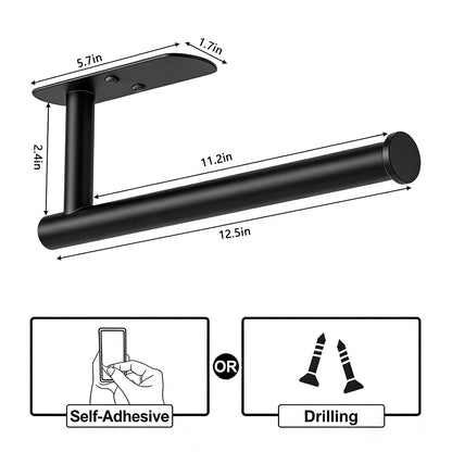 HUFEEOH Black Adhesive Paper Towel Holder Under Cabinet Wall Mount for Kitchen Paper Towel, Stainless Steel Paper Towel Roll Rack for Bathroom Towel 🍁 All In One Marketplace Canada