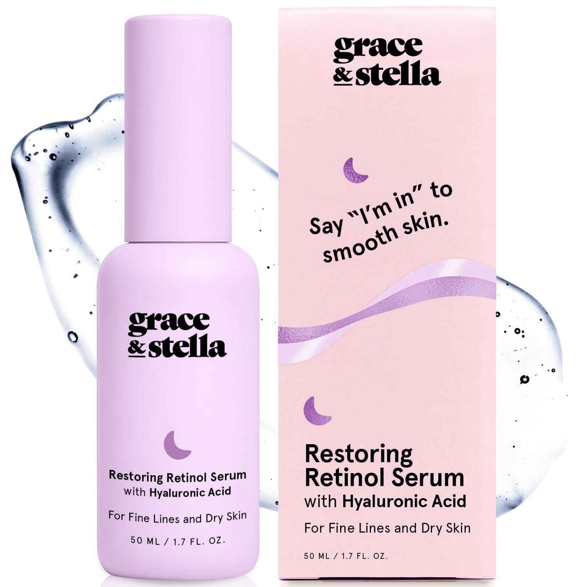 grace & stella 0.2% Retinol Serum for Face (50ml) - Restoring Retinol Serum with Hyaluronic Acid to Reduce Fine Lines, Wrinkles, Texture, Uneven Skin Tone - Anti-Aging, Hydrating, Vegan Skincare 🍁 All In One Marketplace Canada
