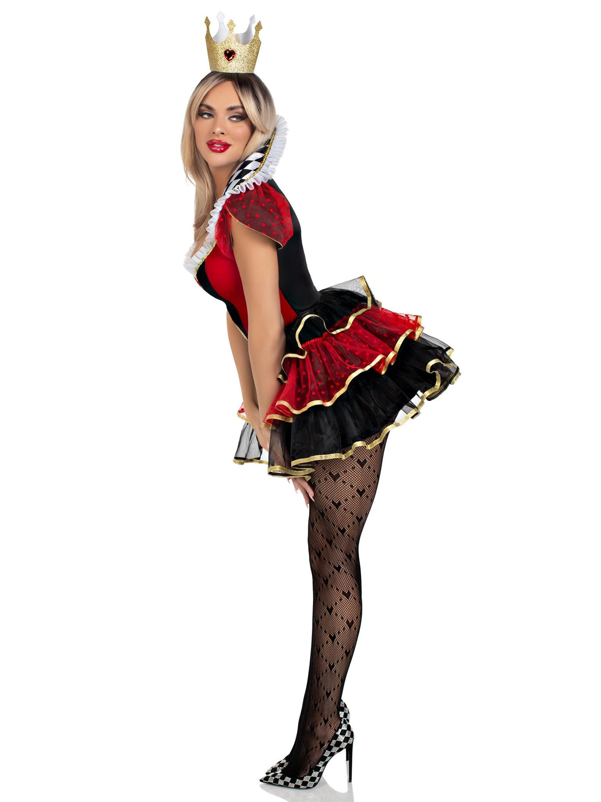Leg Avenue Womens 2 Pc Queen of Hearts Halloween Costume for Women, Multicolor, Medium