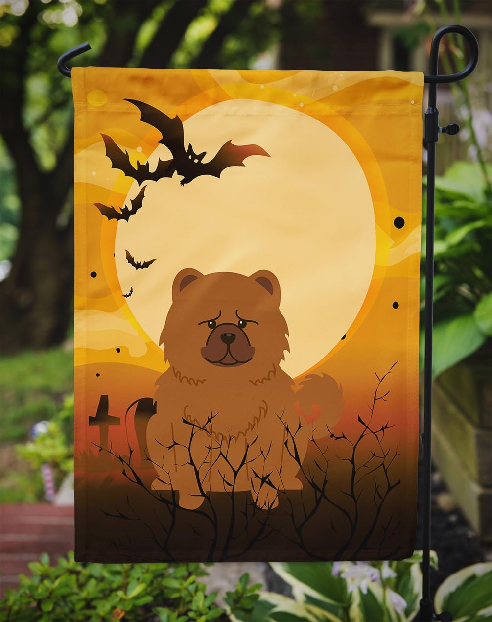 Caroline's Treasures BB4408GF Halloween Chow Chow Red Garden Size Flag, Small, Multicolor