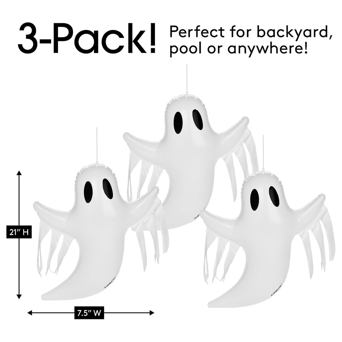 FUNBOY Hanging Ghost Halloween Decorations, Outdoor Décor, 3 Pack