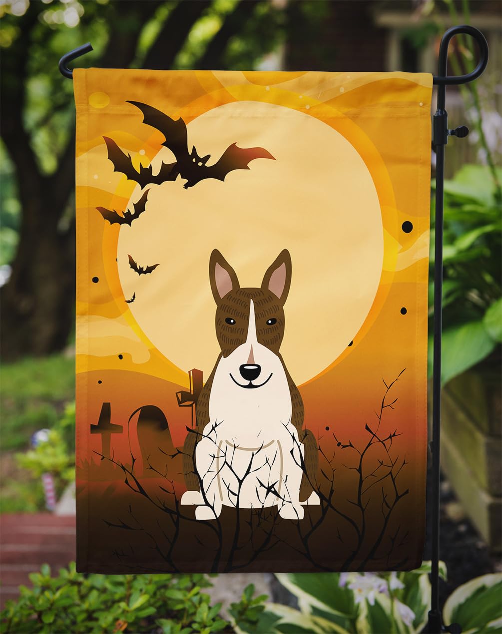 Caroline's Treasures BB4402GF Halloween Bull Terrier Dark Brindle Garden Size Flag, Small, Multicolor