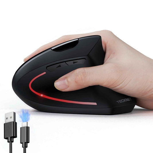 TECKNET Ergonomic Mouse, Rechargeable Vertical Ergo Mouse Wireless, Silent 2.4GHz 6 Buttons Optical Carpal Tunnel Mouse, 5 Adjustment Levels, Up to 4800DPI Wireless Mouse for Laptop, Desktop, PC 🍁 All In One Marketplace Canada