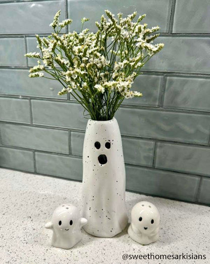 Mud Pie Ghost Vase, Medium Halloween Flower Vase for Fall Home Decor