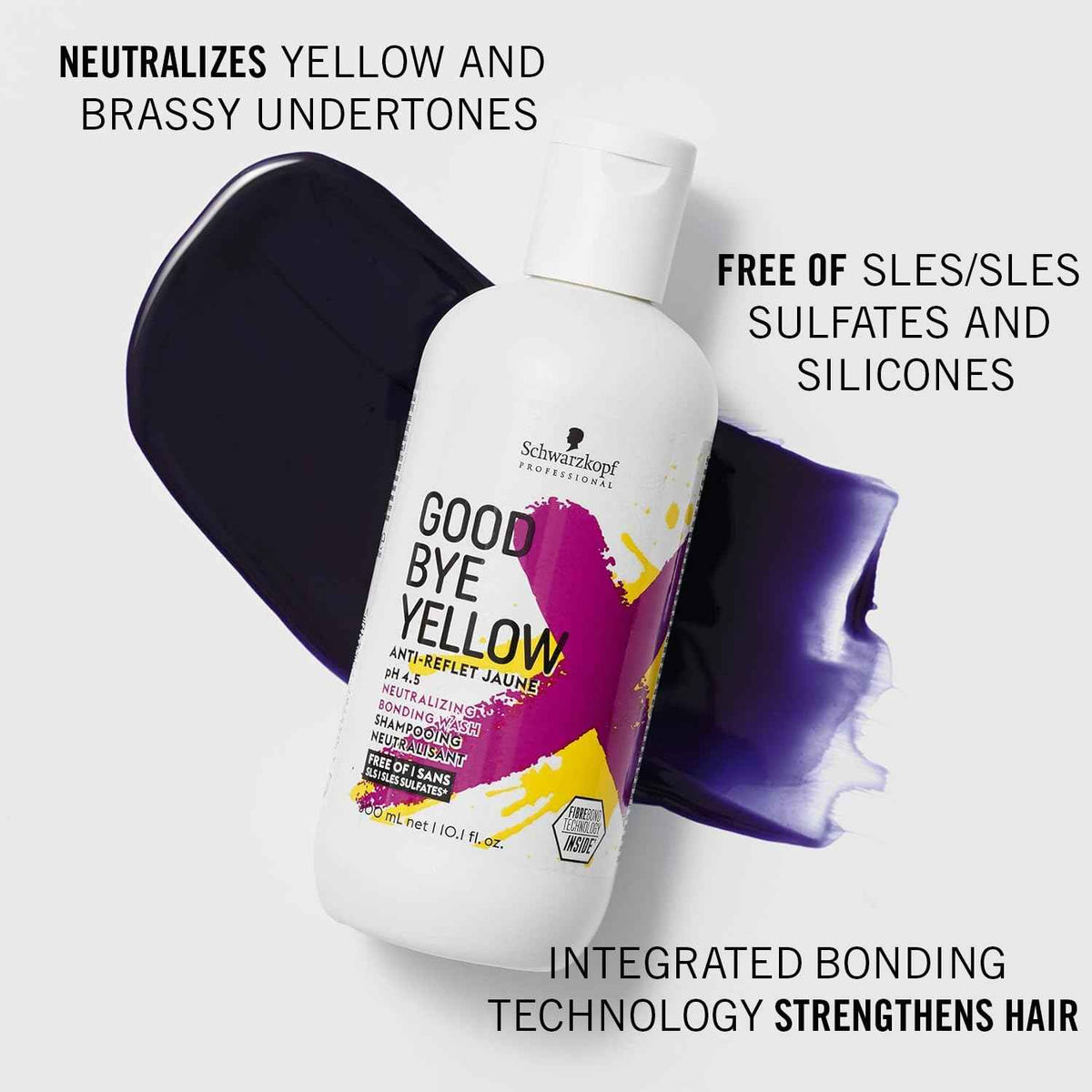 Schwarzkopf Goodbye Yellow Neutralizing Shampoo - Purple Shampoo for Blonde Hair - Colour Toner Eliminates Brassy Yellow Tones for Blonde or Bleached Hair - Paraben & Sulphate-Free 🍁 All In One Marketplace Canada