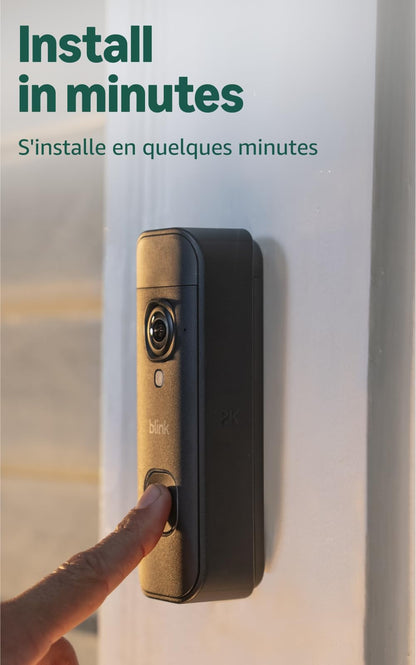 Blink Battery Doorbell 2K+ (newest model) — Wireless video doorbell, 2K video resolution, enhanced audio. Sync Module Core included – System (Black) 🍁 All In One Marketplace Canada