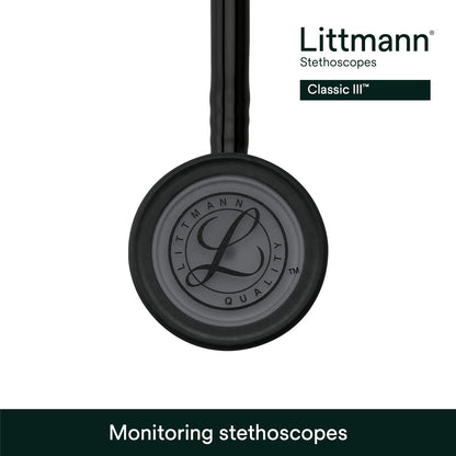 3M Littmann Classic III Monitoring Stethoscope, 5803, More Than 2X as Loud*, Weighs Less**, Stainless Steel Black-Finish Chestpiece, 69 cm (27") Black Tube, Stem and Headset 🍁 All In One Marketplace Canada