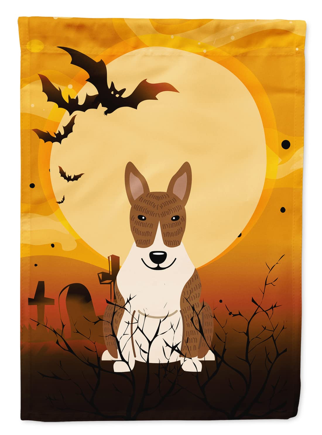 Caroline's Treasures BB4403GF Halloween Bull Terrier Brindle Flag Garden Size, Small, Multicolor